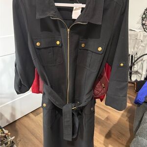 Sharagano Black Utility Jacket with Gold Buttons
